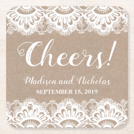 Untersetzer für Hochzeitspapier, Rustikal (Vorderseite)