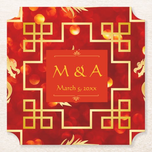 Untersetzer für Hochzeitszettel für Red and Gold D (Vorderseite)