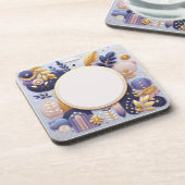 Untersetzer für lila und goldene Blumeninitialen (Linke Seite)