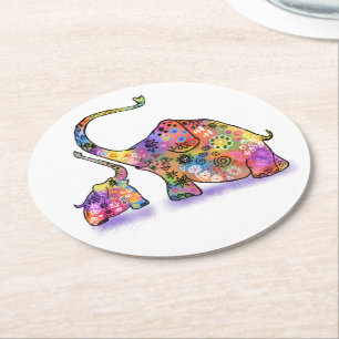 Untersetzer für Mutter und Baby Elephant Paper