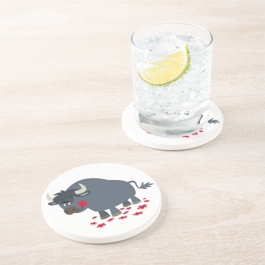 Untersetzer für niedliche Cartoon Bull und Red Blo (Seite)