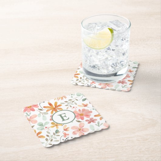 Untersetzer für Pastell-Floral-Monogramm (Vor Ort)