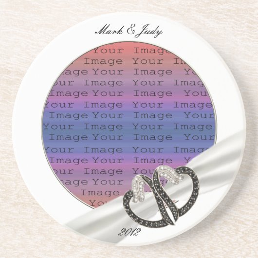 Untersetzer für Schwarz-Weiß-Diamant-Herzen (Vorne)