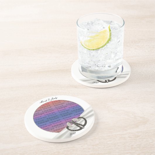 Untersetzer für Schwarz-Weiß-Diamant-Herzen (Seite)