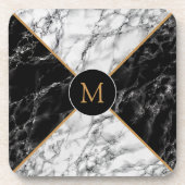 Untersetzer für Schwarz-weiße Karo mit benutzerdef (Vorderseite)