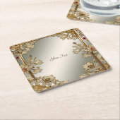 Untersetzer für Verziertes Blumenpapier aus Gold (angewinkelt)