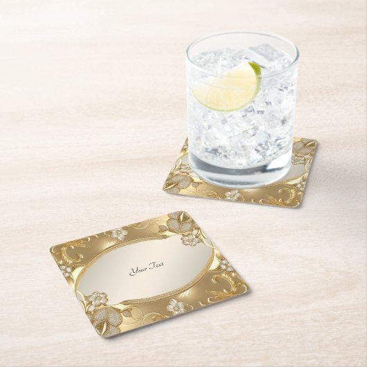 Untersetzer für Verziertes Blumenpapier aus Gold (Vor Ort)