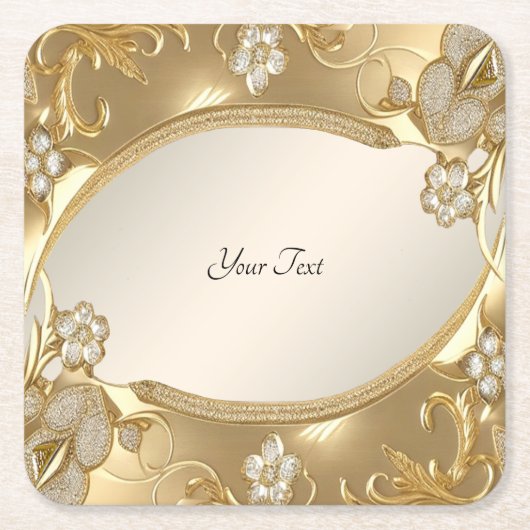 Untersetzer für Verziertes Blumenpapier aus Gold (Vorderseite)