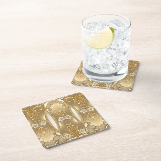 Untersetzer für Verziertes Blumenpapier aus Gold (Vor Ort)