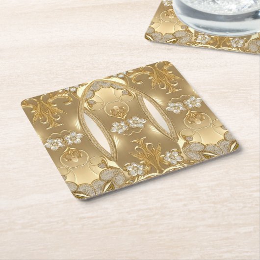 Untersetzer für Verziertes Blumenpapier aus Gold (angewinkelt)