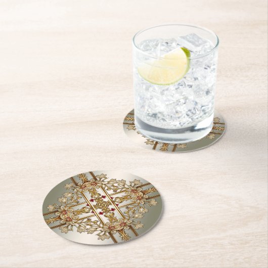 Untersetzer für Verziertes Blumenpapier aus Gold (Vor Ort)