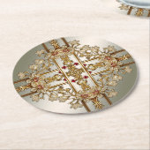 Untersetzer für Verziertes Blumenpapier aus Gold (Angewinkelt)