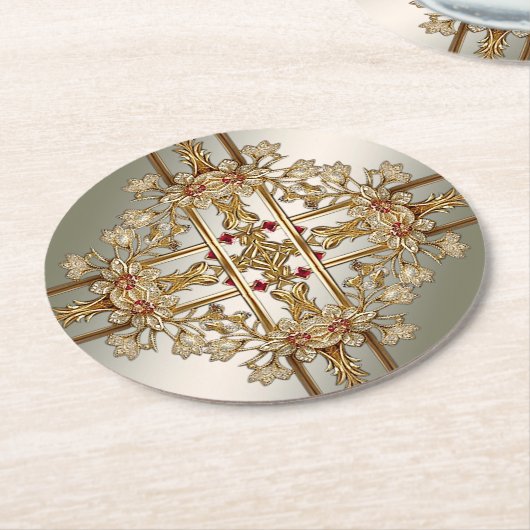 Untersetzer für Verziertes Blumenpapier aus Gold (Angewinkelt)