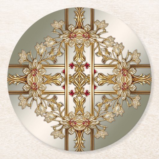 Untersetzer für Verziertes Blumenpapier aus Gold (Vorderseite)