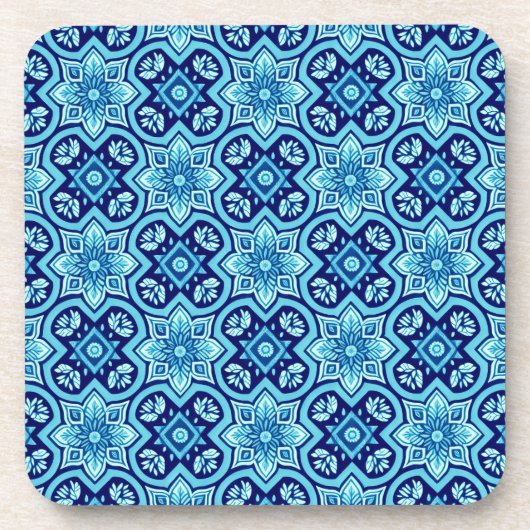 Untersetzer für Vintage Blaue geometrische Muster (Vorderseite)