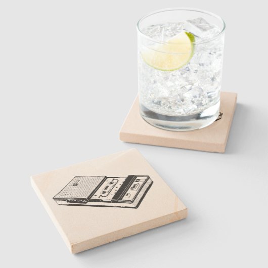 Untersetzer für Vintage Illustrationsbandgeräte (Seitenansicht)