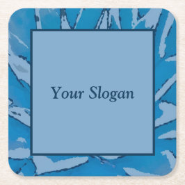 Untersetzer für Werbepapiere mit blauer Auszeichnu