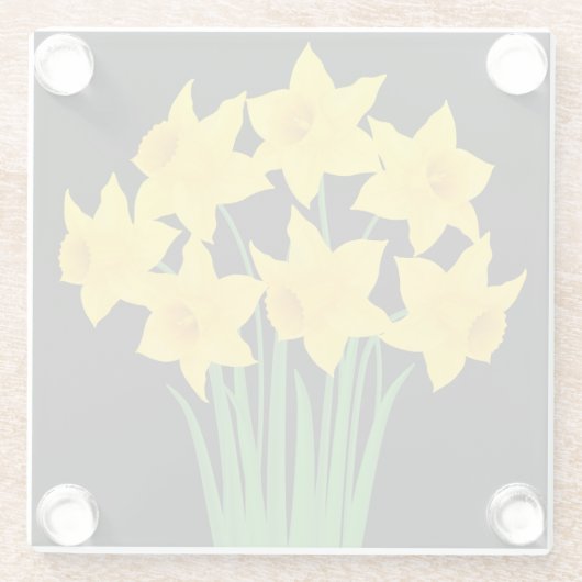 Untersetzer-Gelbe Daffodien Glasuntersetzer (Rückseite)