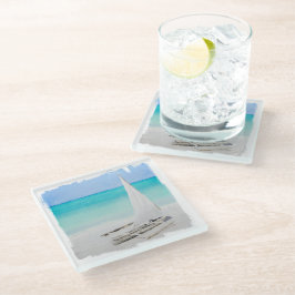 Untersetzer, Glas - Beach Boat Glasuntersetzer