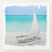 Untersetzer, Glas - Beach Boat Glasuntersetzer (Vorderseite)