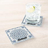 Untersetzer | Glas | Blue Mandela | Wohnzimmer | B (Schrägansicht)