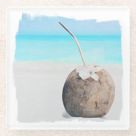 Untersetzer, Glass - Beach Coconut Glasuntersetzer (Vorderseite)