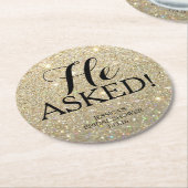 Untersetzer - Glitzer Brautparty - Er Fragte (Angewinkelt)
