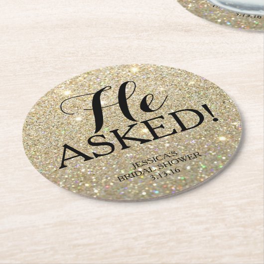 Untersetzer - Glitzer Brautparty - Er Fragte (Angewinkelt)