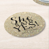 Untersetzer - Glitzer Brautparty - sie sagte ja (Angewinkelt)