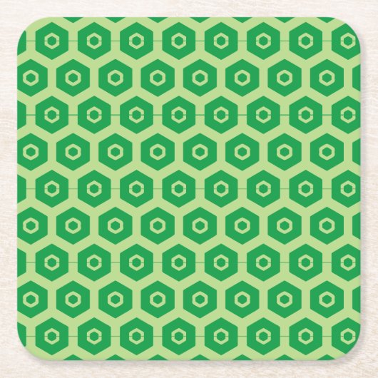 Untersetzer: Grüne Hexagons Rechteckiger Pappuntersetzer (Vorderseite)