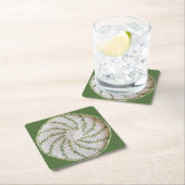 Untersetzer: Grüner Spiralkreuz Rechteckiger Pappuntersetzer (Vor Ort)