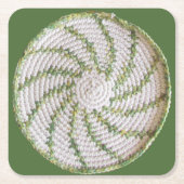 Untersetzer: Grüner Spiralkreuz Rechteckiger Pappuntersetzer (Vorderseite)