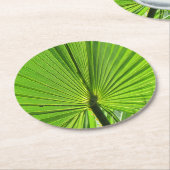 Untersetzer: Grünpalmenblätter Runder Pappuntersetzer (Angewinkelt)