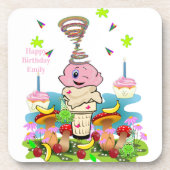 Untersetzer Happy Birthday Pink Cupcake (Vorderseite)