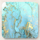 Untersetzer - Hellblauer Marmoreffekt mit goldenen (Vorderseite)