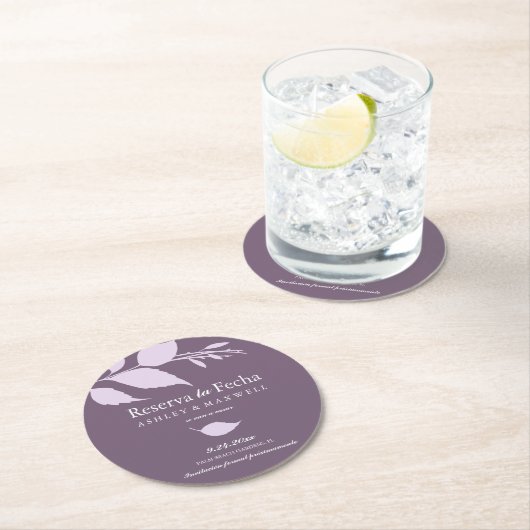 Untersetzer Hochzeit das Lila Datum speichern (Vor Ort)