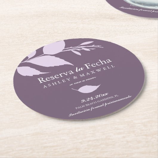 Untersetzer Hochzeit das Lila Datum speichern (Angewinkelt)