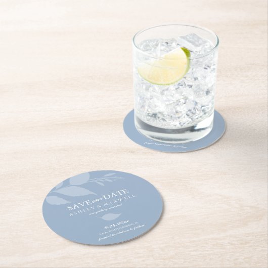 Untersetzer Hochzeit speichern das Datum blau (Vor Ort)