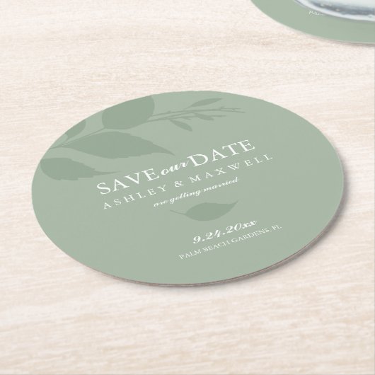 Untersetzer Hochzeit speichern das Datum Grün (Angewinkelt)