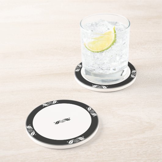 Untersetzer - Holly-Blätter in Schwarzweiß (Seite)