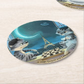 Untersetzer in Paris am Abend des Round Paper (Set (Angewinkelt)