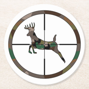 Untersetzer, Jagd, Tarnung, Camouflage, Jagdgesche Runder Pappuntersetzer
