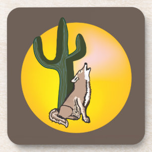 Untersetzer, Kojote, wild lebende Tiere, Set 6, Getränkeuntersetzer