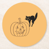 Untersetzer - Kürbis und Schwarze Katze (Vorderseite)