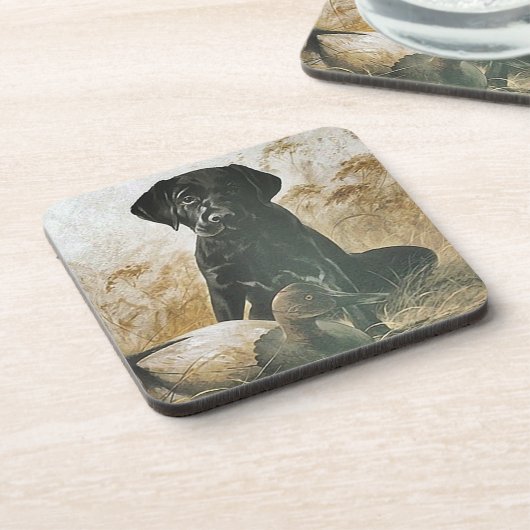 Untersetzer-Labrador-Labrador u. Enten-Lockvogel Untersetzer (Linke Seite)