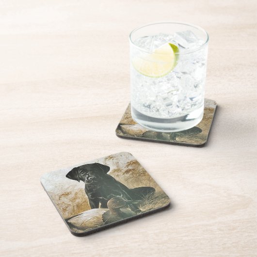 Untersetzer-Labrador-Labrador u. Enten-Lockvogel Untersetzer (Rechte Seite)