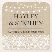 Untersetzer-Leinwand-Spitze beleuchtet rustikales Rechteckiger Pappuntersetzer (Vorderseite)