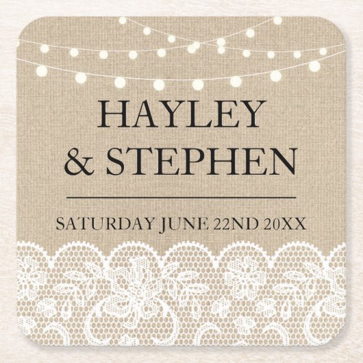 Untersetzer-Leinwand-Spitze beleuchtet rustikales Rechteckiger Pappuntersetzer (Vorderseite)