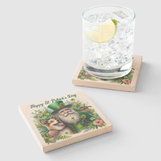 Untersetzer Leprechaun und Hundestein (Seitenansicht)