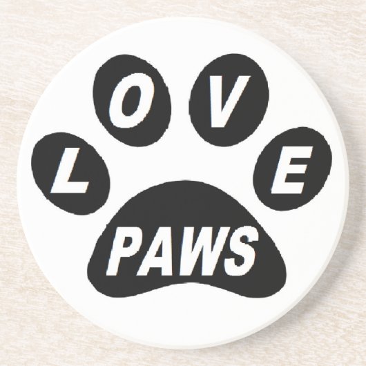 Untersetzer Liebe Paws auf schwarzen Paws (Vorne)